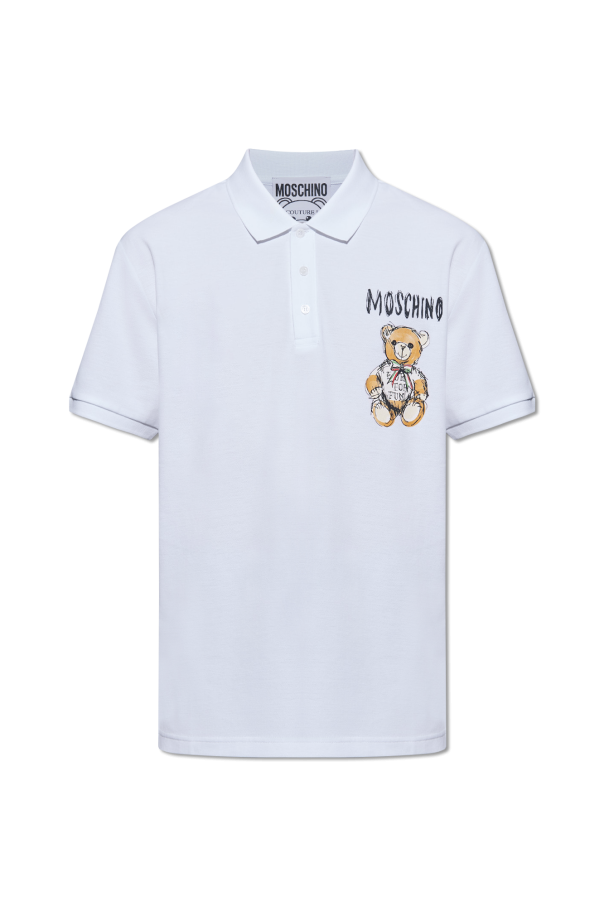 Moschino white polo shirt best sale